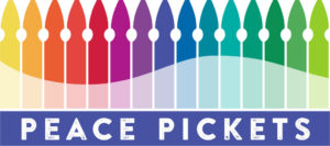 Peace Pickets logo of rainbow pickets